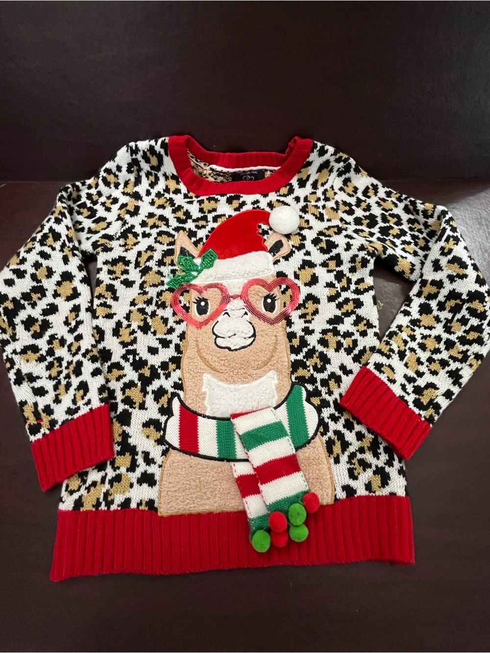 It's Our Time Red, White, Black Holiday Sweater with Patterned Knit